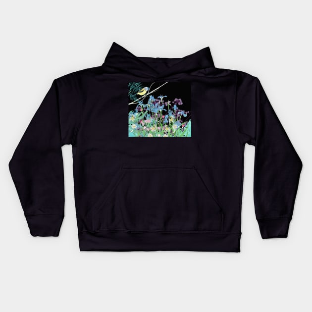 Black Lacquerware Secret Garden Kids Hoodie by MarbleCloud